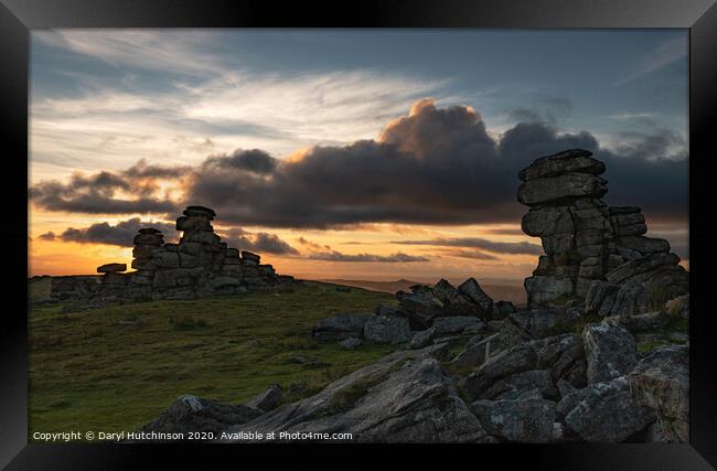 Sunset at Great Staple Tor Framed Print by Daryl Peter Hutchinson