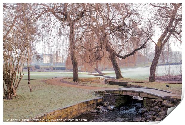 Winter at Leeds Castle, Kent Print by Diane Griffiths