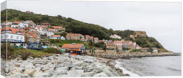 Runswick Bay houses on the hillside Canvas Print by Jason Wells