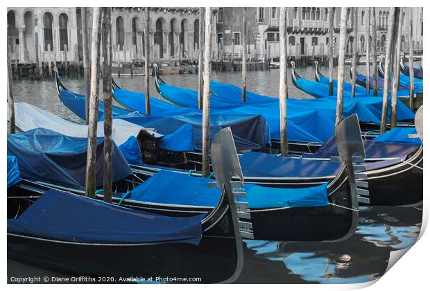 Venice Gondolas Print by Diane Griffiths