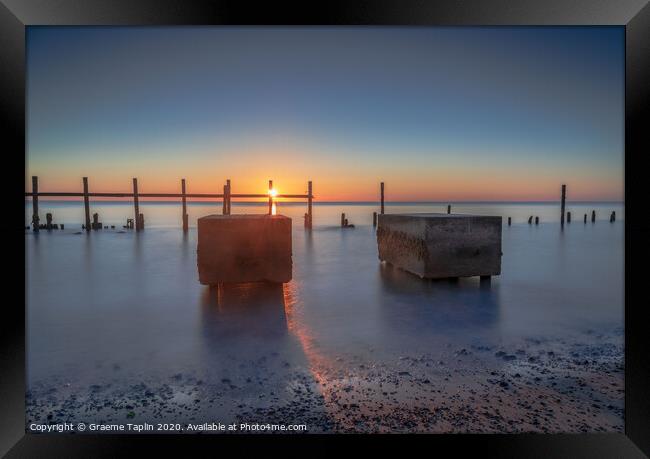 Sunrise over the sea defences Framed Print by Graeme Taplin Landscape Photography