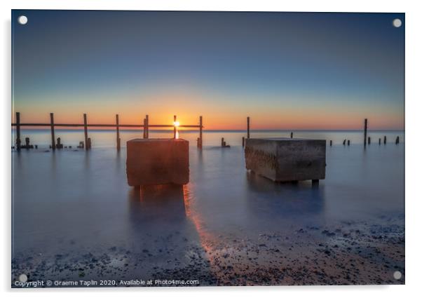 Sunrise over the sea defences Acrylic by Graeme Taplin Landscape Photography