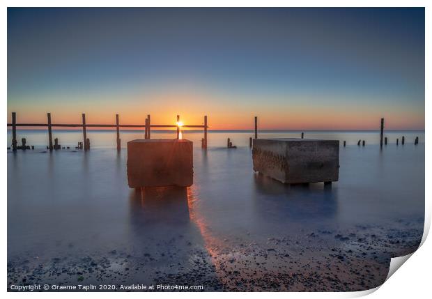 Sunrise over the sea defences Print by Graeme Taplin Landscape Photography