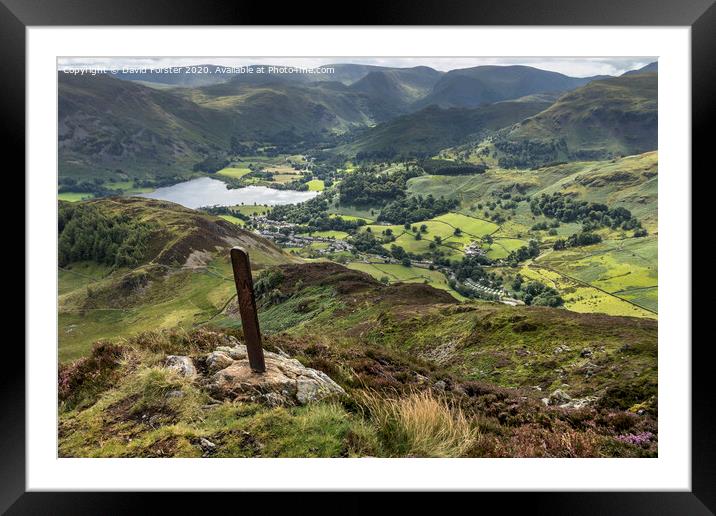 Glenridding and Patterdale from Heron Pike, Lake District, Cumbria, UK Framed Mounted Print by David Forster