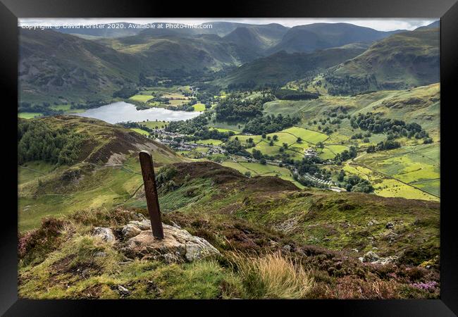 Glenridding and Patterdale from Heron Pike, Lake District, Cumbria, UK Framed Print by David Forster
