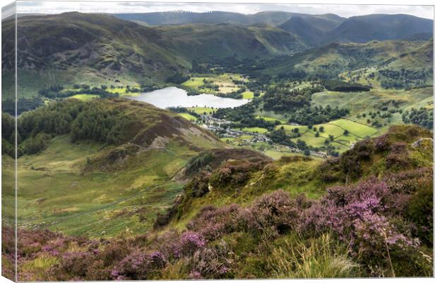 Glenridding and Patterdale from Heron Pike, Lake District, Cumbria, UK Canvas Print by David Forster
