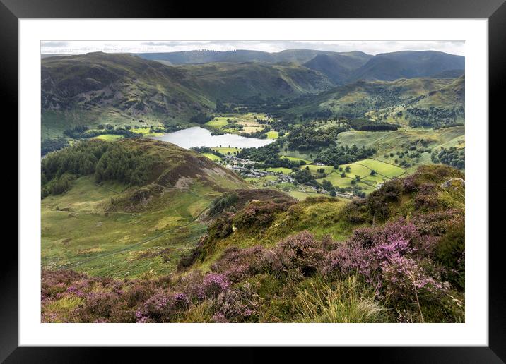 Glenridding and Patterdale from Heron Pike, Lake District, Cumbria, UK Framed Mounted Print by David Forster