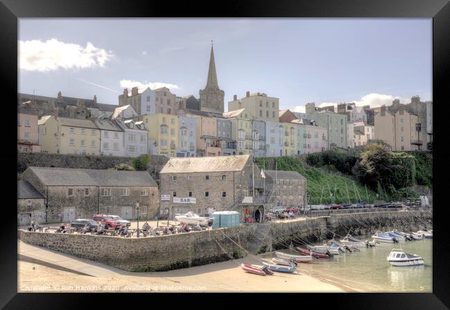 The Pastel Shades of Tenby  Framed Print by Rob Hawkins
