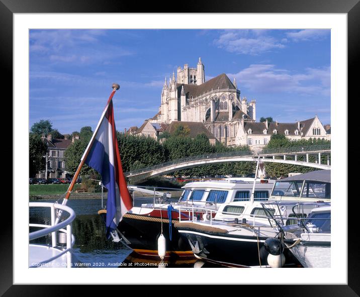  Cathedral and River Yonne Auxerre  Framed Mounted Print by Chris Warren