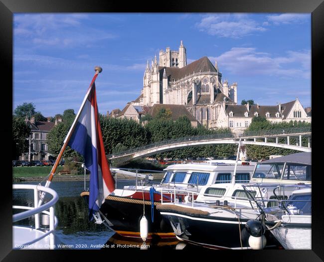  Cathedral and River Yonne Auxerre  Framed Print by Chris Warren