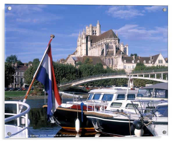  Cathedral and River Yonne Auxerre  Acrylic by Chris Warren