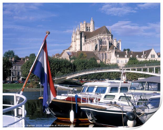  Cathedral and River Yonne Auxerre  Print by Chris Warren