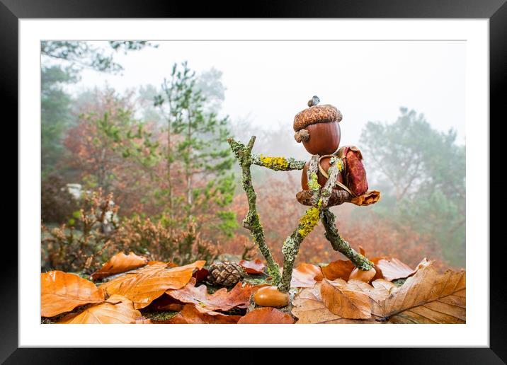 Hiker in Autumn Forest Framed Mounted Print by Arterra 