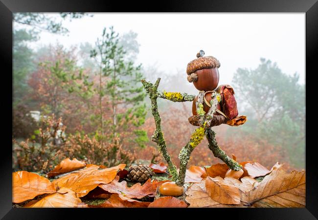 Hiker in Autumn Forest Framed Print by Arterra 