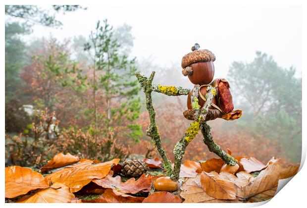 Hiker in Autumn Forest Print by Arterra 