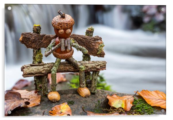 Little Acorn Man and Waterfall Acrylic by Arterra 