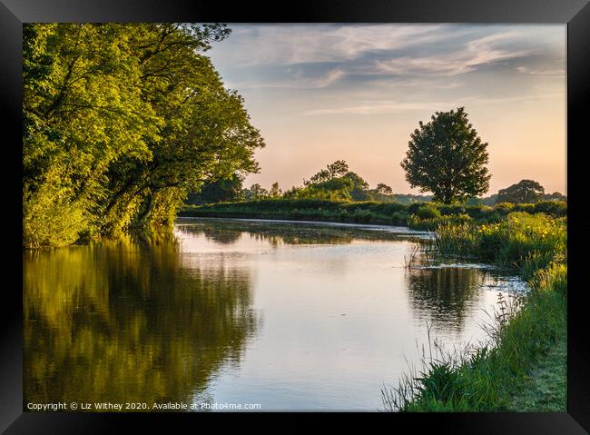 Summer Evening, Lancaster Canal Capernwray Framed Print by Liz Withey