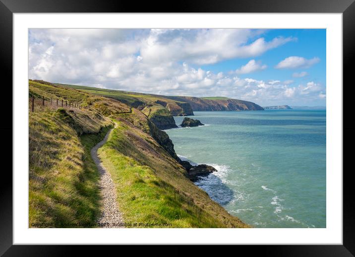 Coast path at Ceibwr bay, Pembrokeshire, Wales Framed Mounted Print by Andrew Kearton