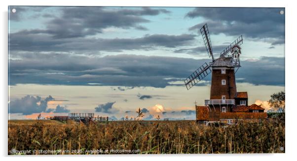 Cley Windmill sunset, North Norfolk, Coast Acrylic by Stephen Munn