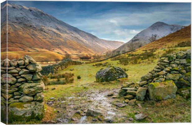 Hartsop valley in the lake district Cumbria  Canvas Print by Eddie John