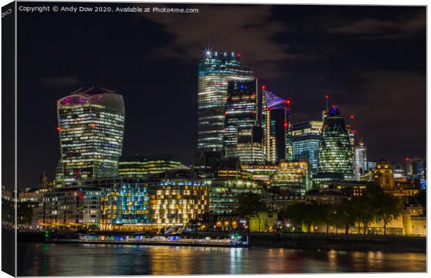 City of London at night Canvas Print by Andy Dow