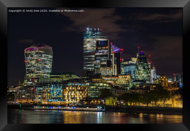 City of London at night Framed Print by Andy Dow