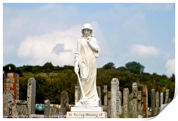 Statue and graveyard Print by Fiona Williams