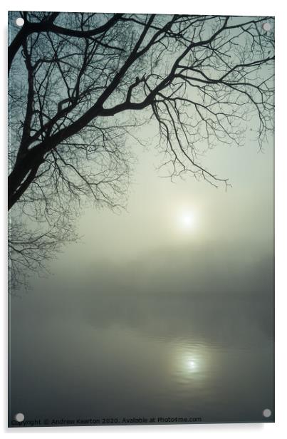 Misty dawn by the lake, Etherow country park, Comp Acrylic by Andrew Kearton