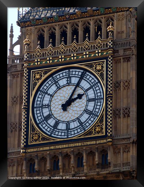 Big Ben is the nickname for the Great Bell in the  Framed Print by Terry Senior