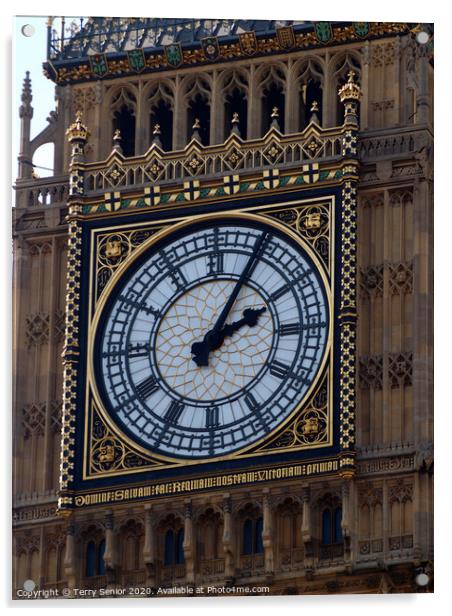 Big Ben is the nickname for the Great Bell in the  Acrylic by Terry Senior