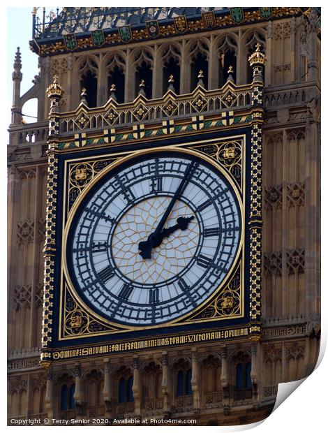 Big Ben is the nickname for the Great Bell in the  Print by Terry Senior