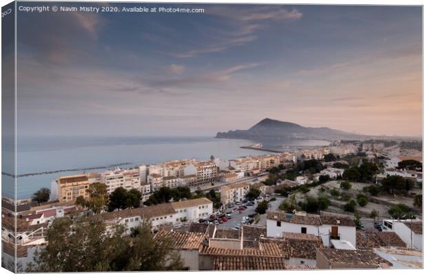View of Altea, Spain at dusk Canvas Print by Navin Mistry