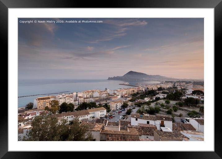View of Altea, Spain at dusk Framed Mounted Print by Navin Mistry