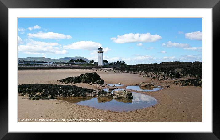 Southerness lighthouse and beach Framed Mounted Print by Fiona Williams