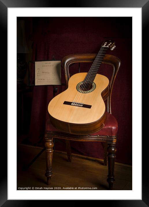 Classical Guitar Framed Mounted Print by Dinah Haynes