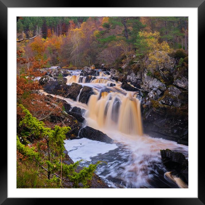 Rogie Falls  in Autumn Framed Mounted Print by mary spiteri