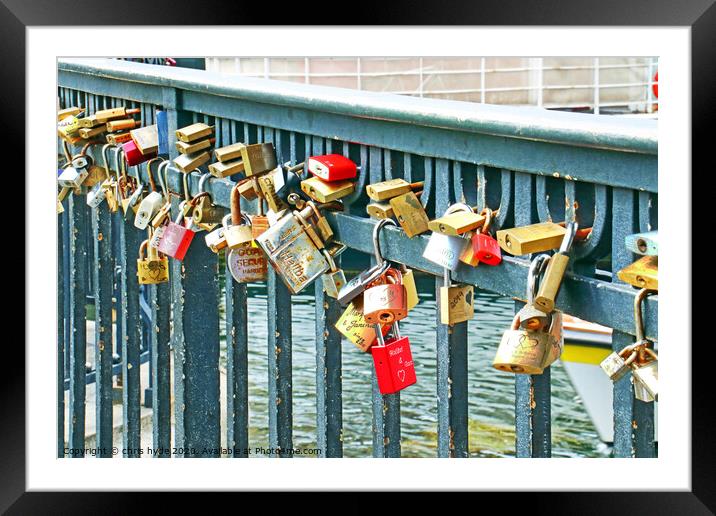 Locks Displayed on Copehagen Bridge Framed Mounted Print by chris hyde