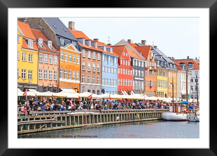 Nyhavn Waterfront Framed Mounted Print by chris hyde