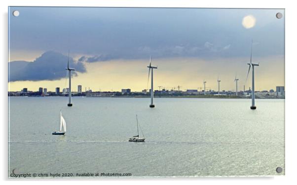 Wind turbines off Copenhagaen Acrylic by chris hyde