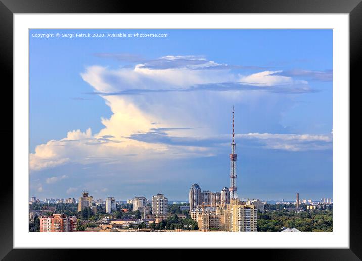 TV tower at noon against a cloudy blue summer sky Framed Mounted Print by Sergii Petruk