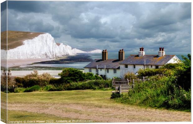 Seven Sisters and Cuckmere Haven  Canvas Print by Diana Mower