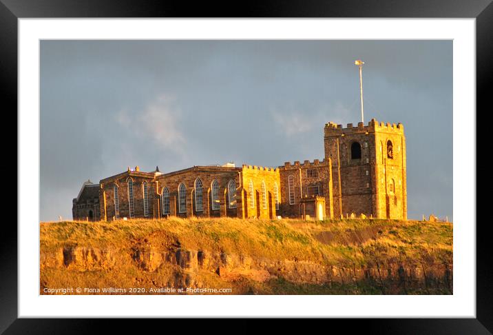 St Mary's Church Whitby in the Golden Sunset light Framed Mounted Print by Fiona Williams
