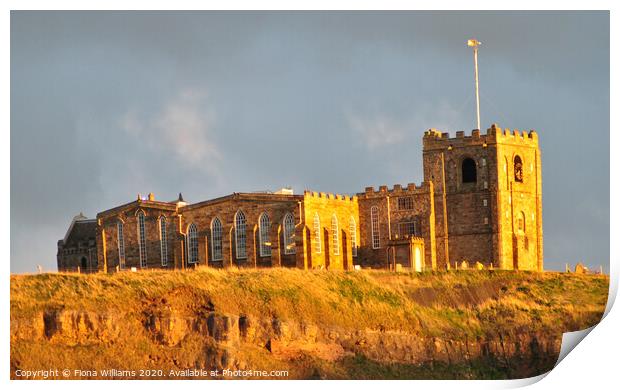 St Mary's Church Whitby in the Golden Sunset light Print by Fiona Williams