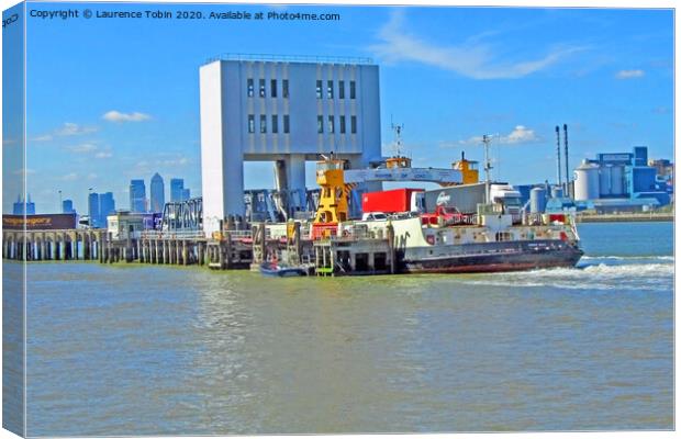 Woolwich Ferry on the Thames, London Canvas Print by Laurence Tobin
