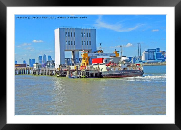 Woolwich Ferry on the Thames, London Framed Mounted Print by Laurence Tobin