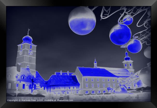 Blue Christmas night Framed Print by Marinela Feier