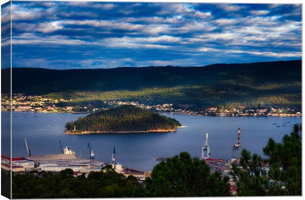 Majestic View of Tambo Island and Port of Marin Canvas Print by Jesus Martínez