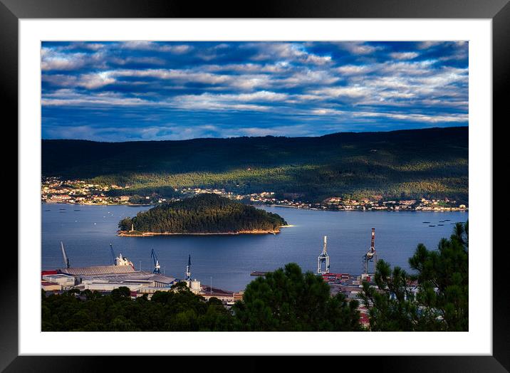 Majestic View of Tambo Island and Port of Marin Framed Mounted Print by Jesus Martínez