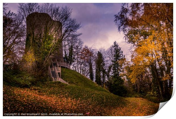 Bronllys Castle Autumn Print by Joel Woodward
