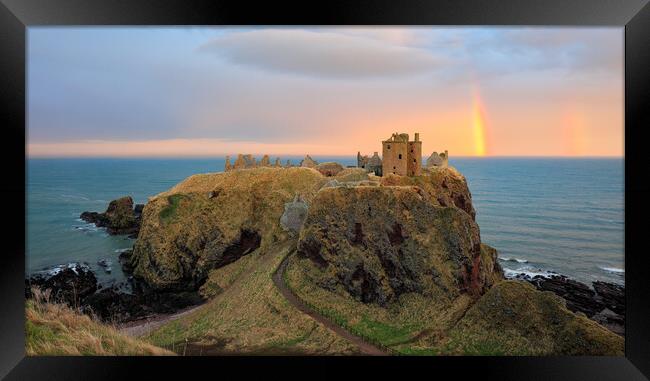 Dunnottar Castle Sunset Rainbow Framed Print by Grant Glendinning